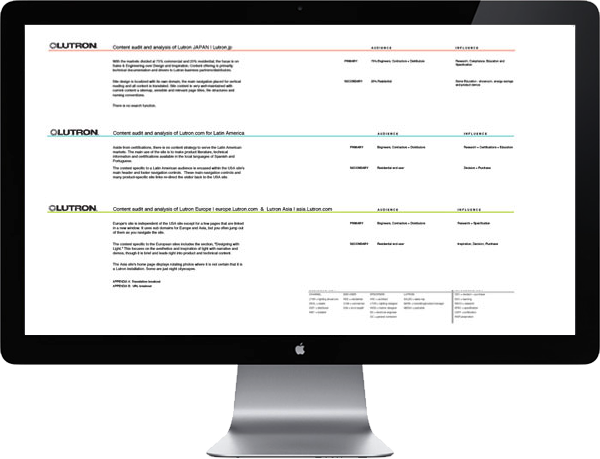 <b>ROLE + OBJECTIVE</b> : As a sub-project of the USA site redesign, I reviewed the International Markets and developed a unified, color-coded document with Content Audits, Site Maps and Learnings Summaries for each market's Website. These findings helped the team create a structure for international sites while keeping the content market-specific.