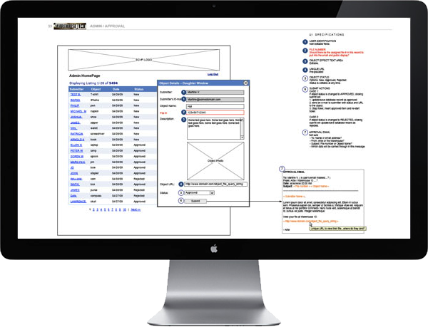 <b>SIMPLE ADMINISTRATION</b> : The admin site collects submissions for moderation. Approved items send an email with a link to the object while rejected items send a tart email from <b>Artie.</b>