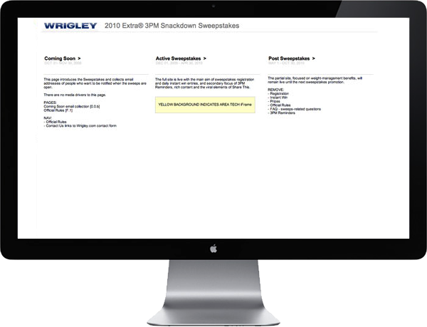 <b>ROLE + OBJECTIVE</b> : I created complex sweepstakes prototypes to aid the team and development partner's understanding of contest phases, regulations, contingencies and outcomes.